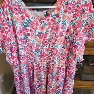 Floral Pink and Blue Dress